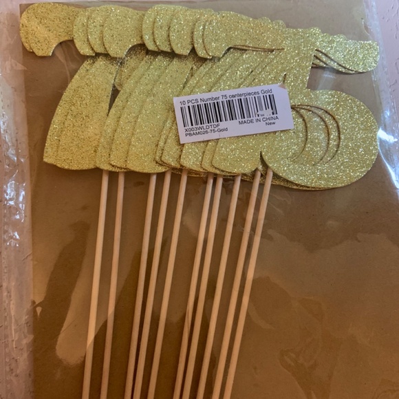 Number 75 Gold Centerpiece Sticks - 75th Birthday Party Decor - Picture 2 of 7